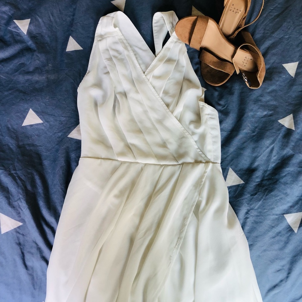 Tobi White mini dress with tulip skirt